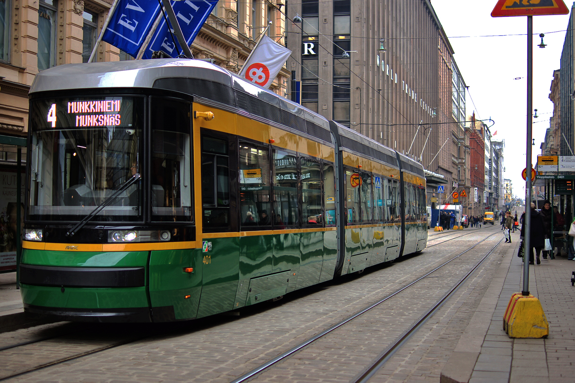 A tram in Helsinki city centre